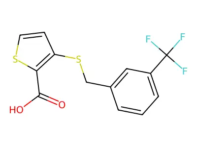 3-{[3-(Trifluoromethyl)benzyl]sulfanyl}-2-thiophenecarboxylic acid structure