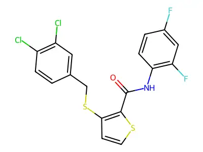 3-[(3,4-dichlorobenzyl)sulfanyl]-N-(2,4-difluorophenyl)-2-thiophenecarboxamide structure