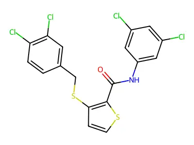3-[(3,4-dichlorobenzyl)sulfanyl]-N-(3,5-dichlorophenyl)-2-thiophenecarboxamide structure