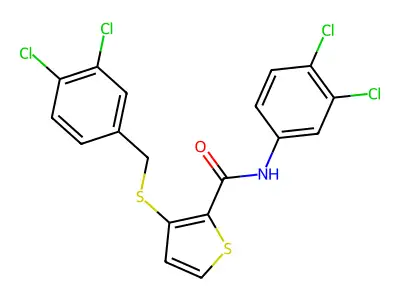 3-[(3,4-dichlorobenzyl)sulfanyl]-N-(3,4-dichlorophenyl)-2-thiophenecarboxamide structure