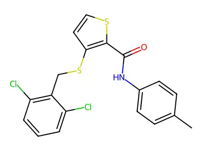 3-[(2,6-dichlorobenzyl)sulfanyl]-N-(4-methylphenyl)-2-thiophenecarboxamide structure