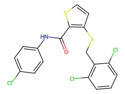 N-(4-chlorophenyl)-3-[(2,6-dichlorobenzyl)sulfanyl]-2-thiophenecarboxamide structure
