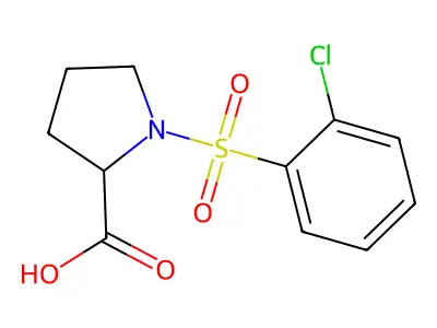 1-[(2-Chlorophenyl)sulfonyl]-2-pyrrolidinecarboxylic acid structure