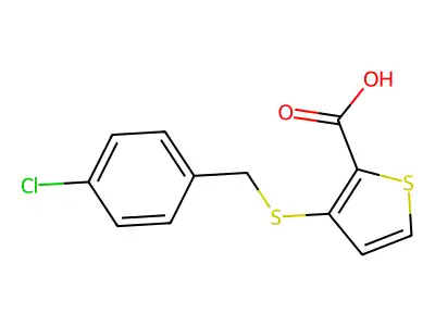 3-[(4-Chlorobenzyl)sulfanyl]-2-thiophenecarboxylic acid structure