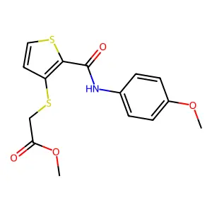 Methyl 2-({2-[(4-methoxyanilino)carbonyl]-3-thienyl}sulfanyl)acetate structure