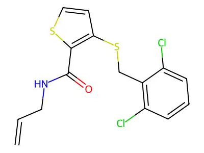 N-allyl-3-[(2,6-dichlorobenzyl)sulfanyl]-2-thiophenecarboxamide structure