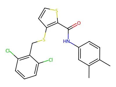 3-[(2,6-dichlorobenzyl)sulfanyl]-N-(3,4-dimethylphenyl)-2-thiophenecarboxamide structure