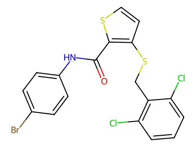 N-(4-bromophenyl)-3-[(2,6-dichlorobenzyl)sulfanyl]-2-thiophenecarboxamide structure