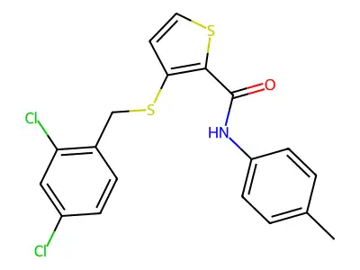 3-[(2,4-dichlorobenzyl)sulfanyl]-N-(4-methylphenyl)-2-thiophenecarboxamide structure