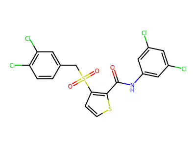 3-[(3,4-dichlorobenzyl)sulfonyl]-N-(3,5-dichlorophenyl)-2-thiophenecarboxamide structure