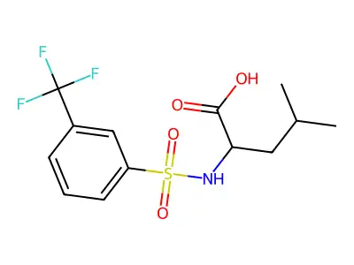 (2R)-4-methyl-2-[[3-(trifluoromethyl)phenyl]sulfonylamino]pentanoic acid structure
