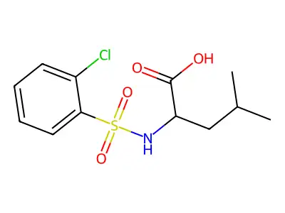 2-{[(2-Chlorophenyl)sulfonyl]amino}-4-methylpentanoic acid structure