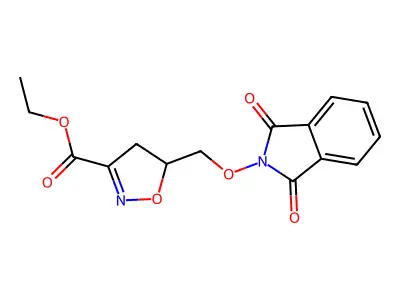 ethyl 5-{[(1,3-dioxo-1,3-dihydro-2H-isoindol-2-yl)oxy]methyl}-4,5-dihydro-3-isoxazolecarboxylate structure