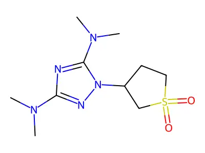 1-(1,1-dioxothiolan-3-yl)-3-N,3-N,5-N,5-N-tetramethyl-1,2,4-triazole-3,5-diamine structure