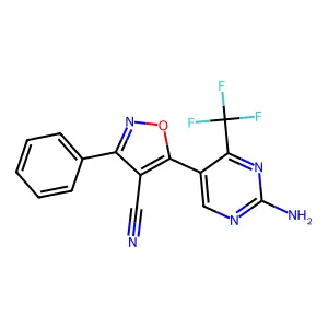 5-[2-Amino-4-(trifluoromethyl)-5-pyrimidinyl]-3-phenyl-4-isoxazolecarbonitrile structure