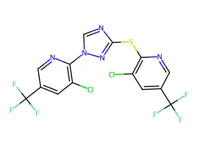 3-chloro-2-(3-{[3-chloro-5-(trifluoromethyl)pyridin-2-yl]sulfanyl}-1H-1,2,4-triazol-1-yl)-5-(trifluoromethyl)pyridine structure