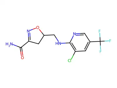 5-({[3-chloro-5-(trifluoromethyl)-2-pyridinyl]amino}methyl)-4,5-dihydro-3-isoxazolecarboxamide structure