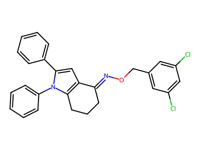 N-[(3,5-dichlorophenyl)methoxy]-1,2-diphenyl-6,7-dihydro-5H-indol-4-imine structure