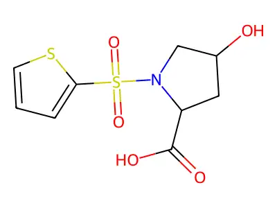 4-Hydroxy-1-(2-thienylsulfonyl)-2-pyrrolidinecarboxylic acid structure