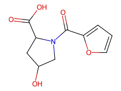 1-(2-Furylcarbonyl)-4-hydroxy-2-pyrrolidinecarboxylic acid structure