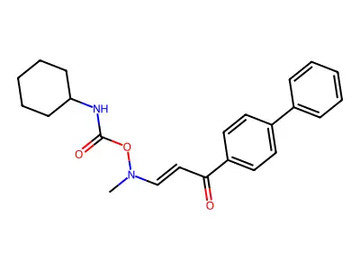 [methyl-[3-oxo-3-(4-phenylphenyl)prop-1-enyl]amino] N-cyclohexylcarbamate structure