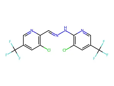 3-chloro-2-[(E)-2-{[3-chloro-5-(trifluoromethyl)pyridin-2-yl]methylidene}hydrazin-1-yl]-5-(trifluoromethyl)pyridine structure