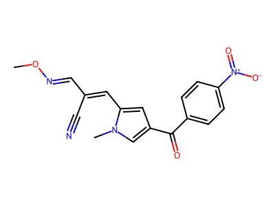 2-(methoxyiminomethyl)-3-[1-methyl-4-(4-nitrobenzoyl)pyrrol-2-yl]prop-2-enenitrile structure