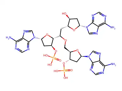 2'-Deoxyadenylyl-(3'-5')-2'-deoxyadenylyl-(3'-5)-2'-deoxyadenosine structure