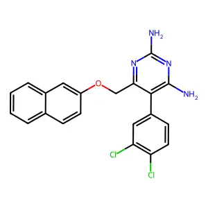 5-(3,4-Dichlorophenyl)-6-(naphthalen-2-yloxymethyl)pyrimidine-2,4-diamine structure
