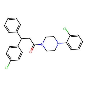 Ketone, beta-(p-chlorophenyl)phenethyl 4-(o-chlorophenyl)piperazinyl structure