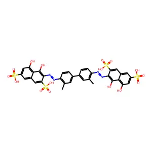 3,3'-[(3,3'-Dimethyl[1,1'-biphenyl]-4,4'-diyl)bis(diazene-2,1-diyl)]bis(4,5-dihydroxynaphthalene-2,7-disulfonic acid) structure