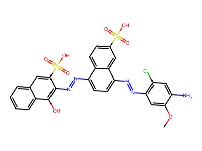 3-[2-[4-[2-(4-Amino-2-chloro-5-methoxyphenyl)diazenyl]-6-sulfo-1-naphthalenyl]diazenyl]-4-hydroxy-2-naphthalenesulfonic acid structure