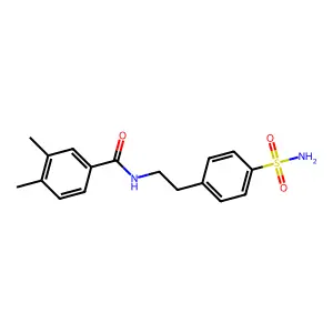 3,4-dimethyl-N-[2-(4-sulfamoylphenyl)ethyl]benzamide structure