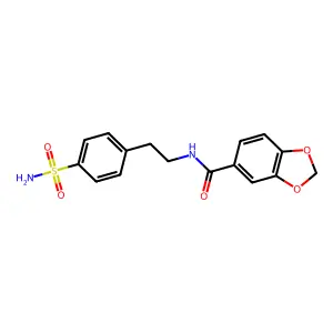 N-[2-(4-sulfamoylphenyl)ethyl]-1,3-benzodioxole-5-carboxamide structure