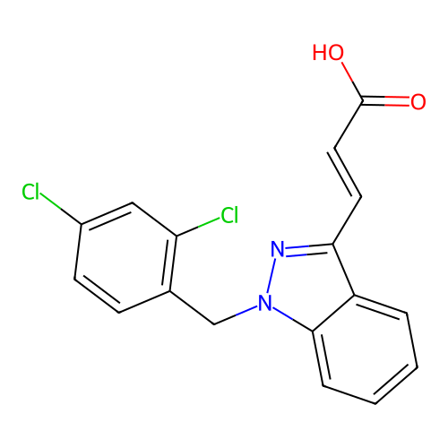 2-Propenoic acid, 3-(1-((2,4-dichlorophenyl)methyl)-1H-indazol-3-yl)- structure