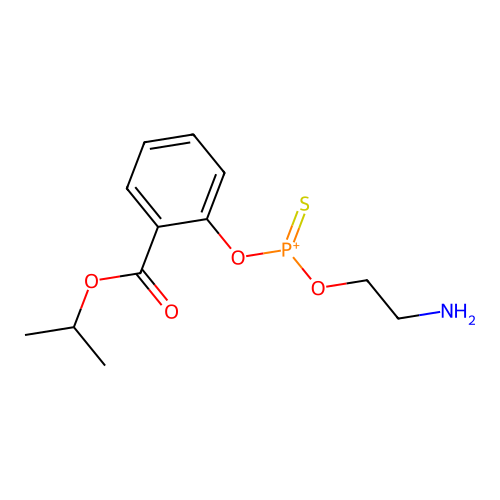 (2-Aminoethoxy)(2-(((propan-2-yl)oxy)carbonyl)phenoxy)sulfanylidenephosphanium structure