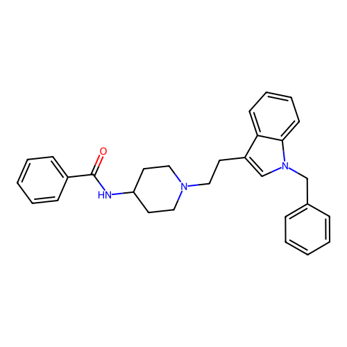Benzamide, N-(1-(2-(1-(phenylmethyl)-1H-indol-3-yl)ethyl)-4-piperidinyl)- structure