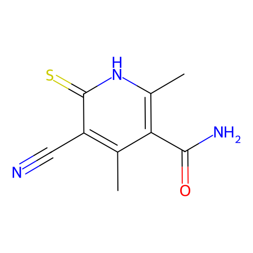 5-Cyano-2,4-dimethyl-6-thioxo-1,6-dihydropyridine-3-carboxamide structure