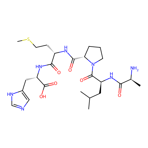 L-Alanyl-L-leucyl-L-prolyl-L-methionyl-L-histidine structure