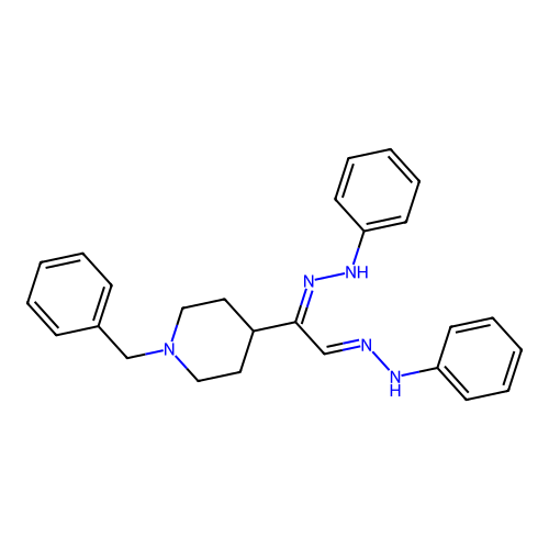 N-[[2-(1-benzylpiperidin-4-yl)-2-(phenylhydrazinylidene)ethylidene]amino]aniline structure