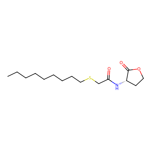 2-nonylsulfanyl-N-[(3S)-2-oxooxolan-3-yl]acetamide structure