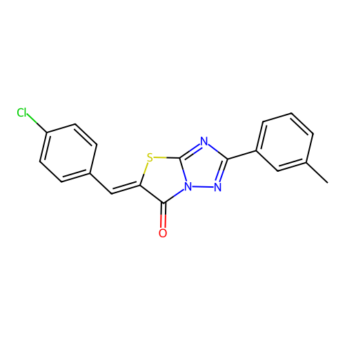 (Z)-5-(4-chlorobenzylidene)-2-(m-tolyl)thiazolo[3,2-b][1,2,4]triazol-6(5H)-one structure