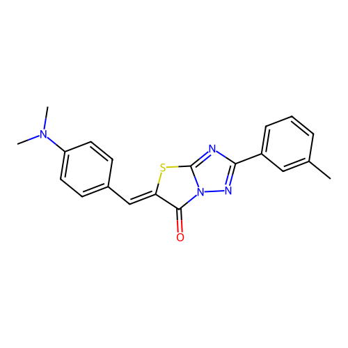 (Z)-5-(4-(dimethylamino)benzylidene)-2-(m-tolyl)thiazolo[3,2-b][1,2,4]triazol-6(5H)-one structure
