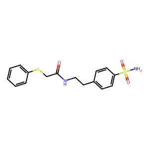 2-phenylsulfanyl-N-[2-(4-sulfamoylphenyl)ethyl]acetamide structure