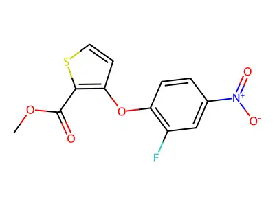 Methyl 3-(2-fluoro-4-nitrophenoxy)-2-thiophenecarboxylate structure