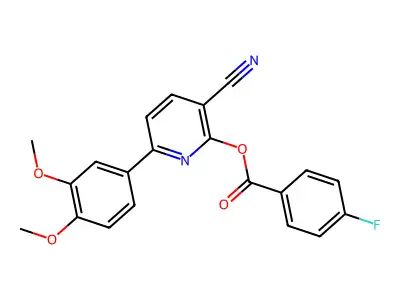 3-Cyano-6-(3,4-dimethoxyphenyl)-2-pyridinyl 4-fluorobenzenecarboxylate structure