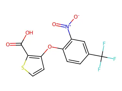 3-[2-nitro-4-(trifluoromethyl)phenoxy]thiophene-2-carboxylic Acid structure