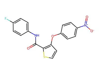 N-(4-fluorophenyl)-3-(4-nitrophenoxy)thiophene-2-carboxamide structure
