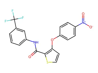 3-(4-nitrophenoxy)-N-[3-(trifluoromethyl)phenyl]thiophene-2-carboxamide structure