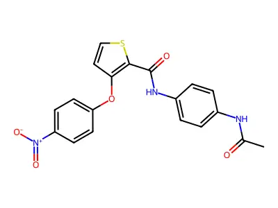 N-(4-acetamidophenyl)-3-(4-nitrophenoxy)thiophene-2-carboxamide structure